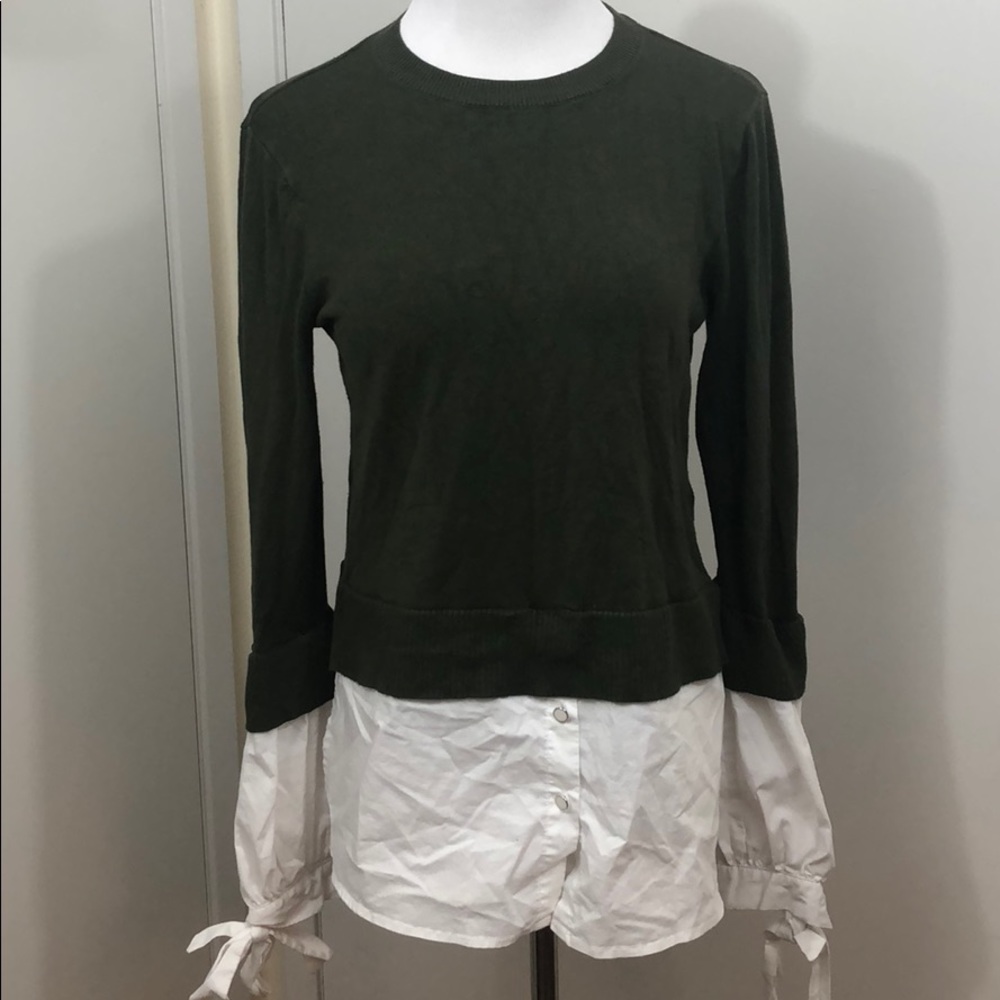 New York & Co Olive 2 in 1 Sweater Blouse